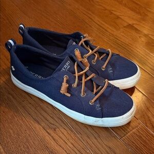 Sperry Dark Blue Sneakers with Brown Laces